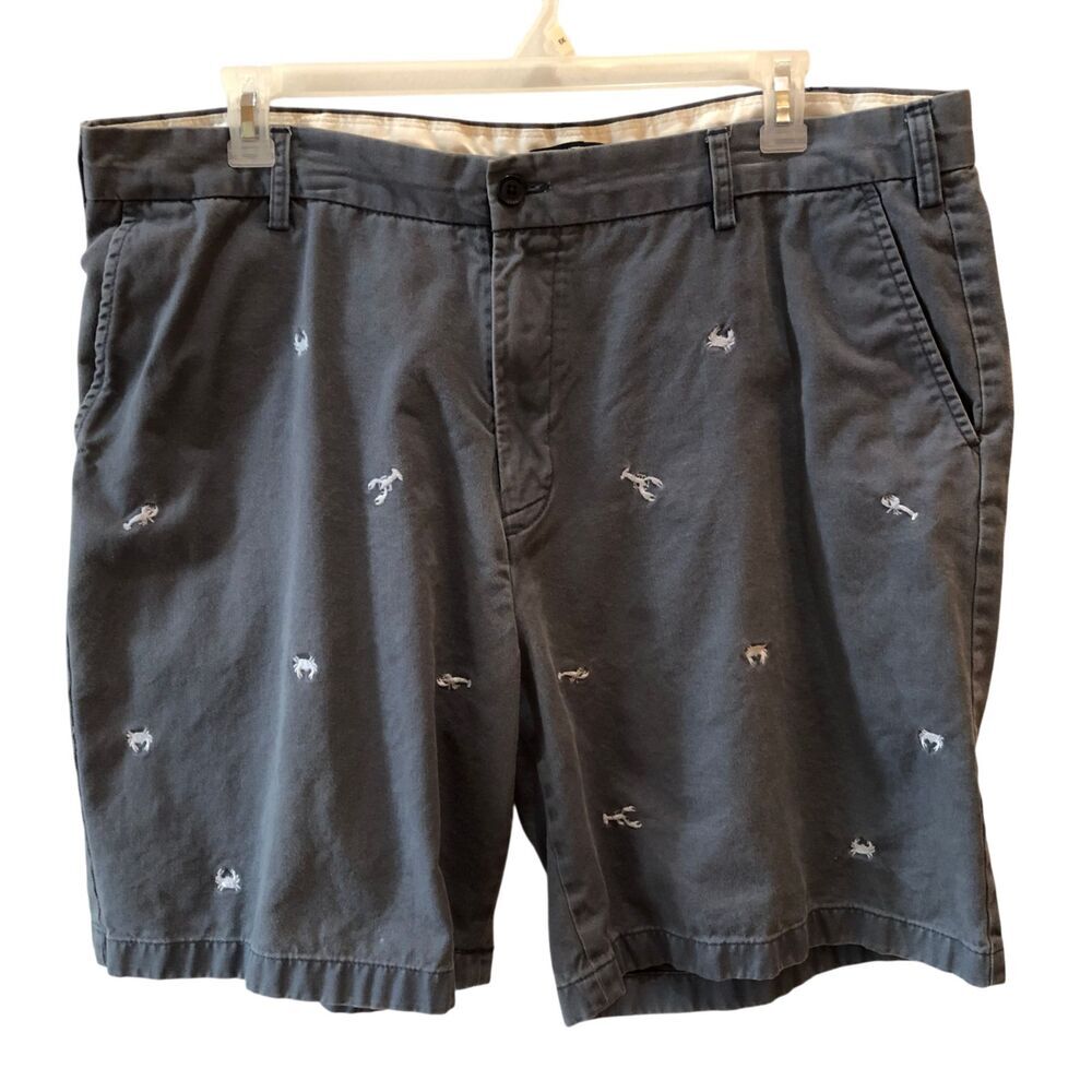 Nautica Mens Size 42 Gray Lobster Embroidered Cotton Bermuda Chino Shorts